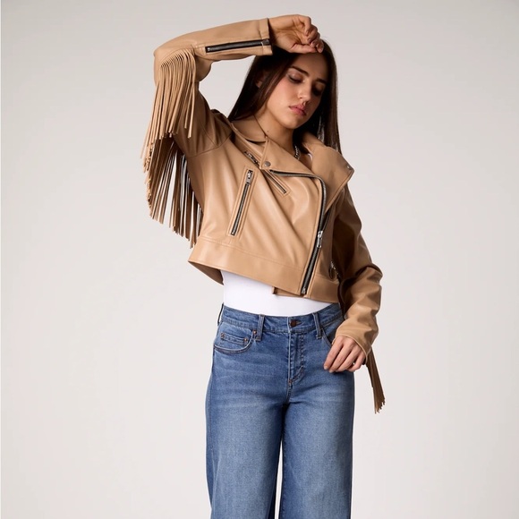 NWT Blue Revival The Way She Moves Unreal Leather Jacket - Sand Dune - Picture 2 of 7